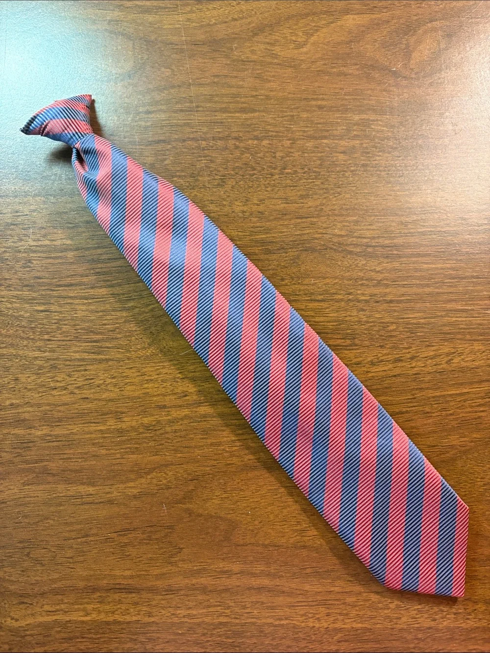 Classic Striped Boy’s clip-on Tie in Red and Blue
